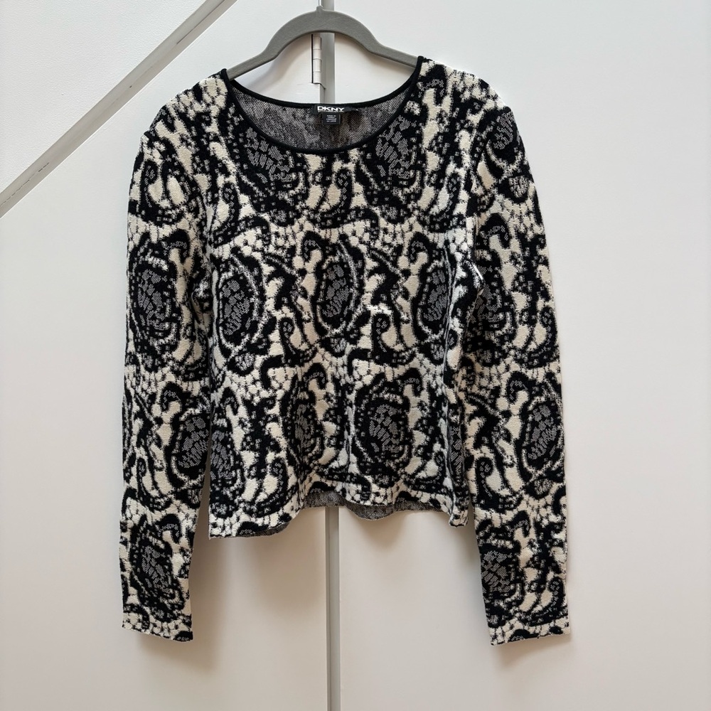 DKNY damask wool blend sweater